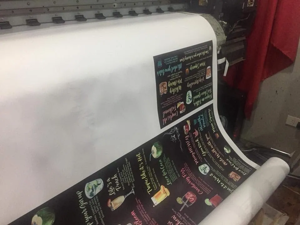 Menu, fresh off MCAV's printer