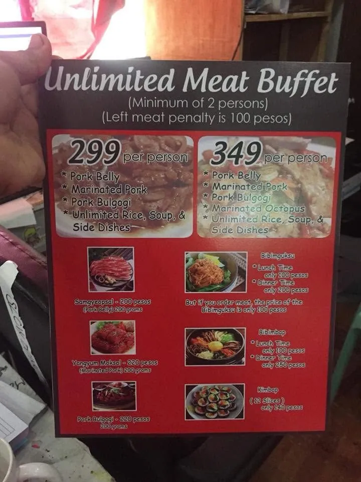 Menu, fresh off MCAV's printer