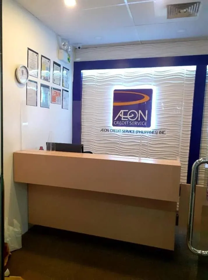 AEON Credit Service lighted sign, printed and installed by MCAV
