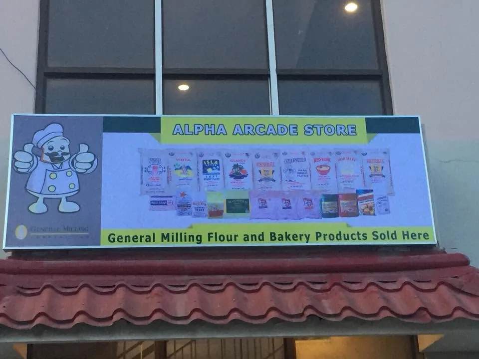 Alpha Arcade Store Panaflex sign, printed and installed by MCAV
