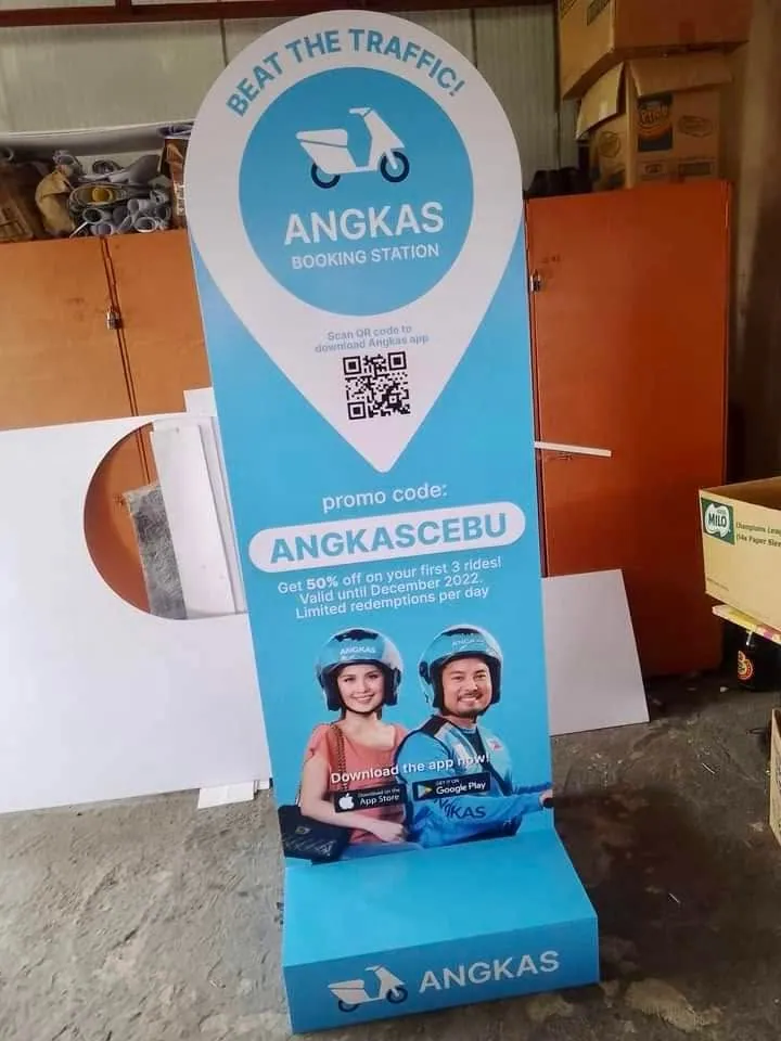 Angkas standee, fresh off MCAV's printer