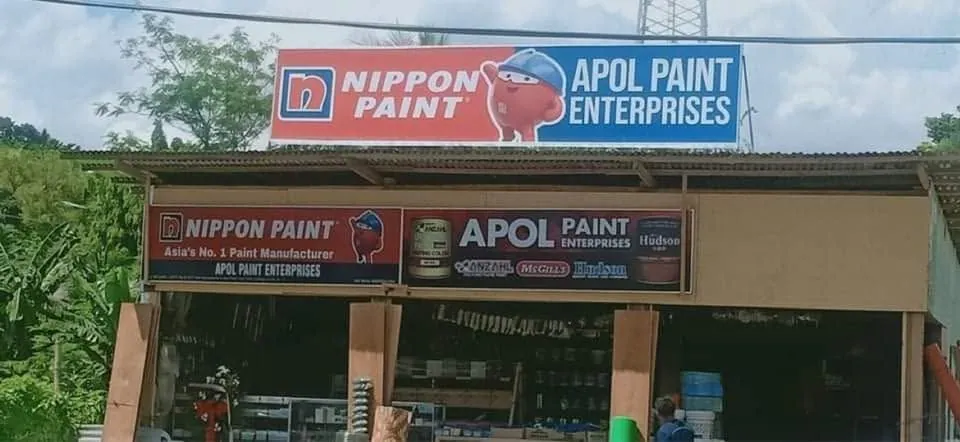 Apol Paint Enterprises Panaflex sign, printed and installed by MCAV
