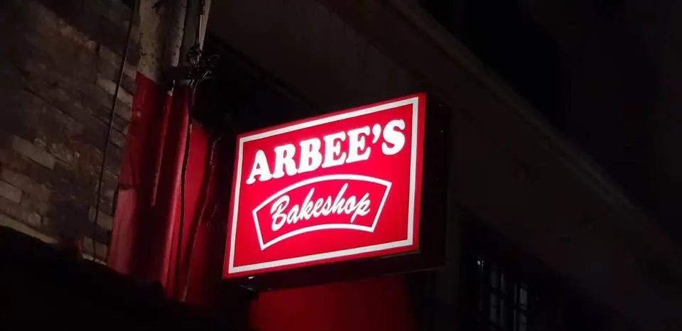 Arbee's Bakeshop Panaflex sign, printed and installed by MCAV