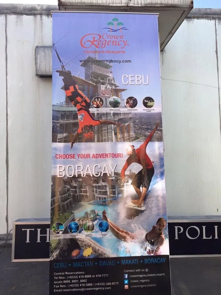 Crown Regency Hotels & Resorts roll-up banner, printed and installed by MCAV