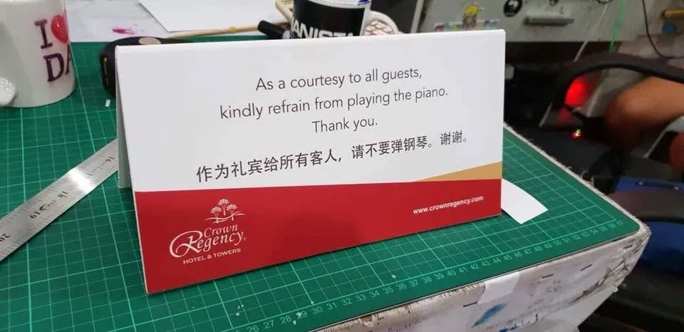 Crown Regency Hotels & Resorts sintra board display, fresh off MCAV's printer