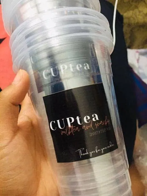 CUPtea labels, printed and installed by MCAV