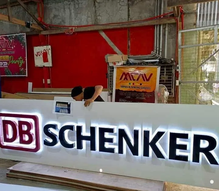 DB Schenker lighted sign, fresh off MCAV's printer