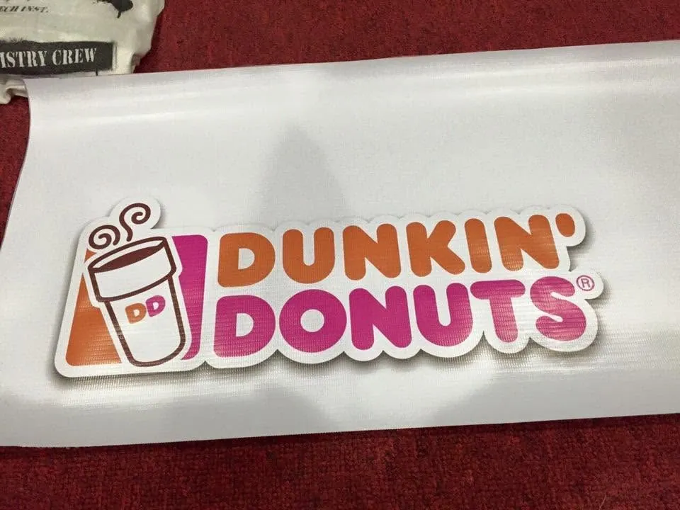Dunkin' vinyl graphics, fresh off MCAV's printer