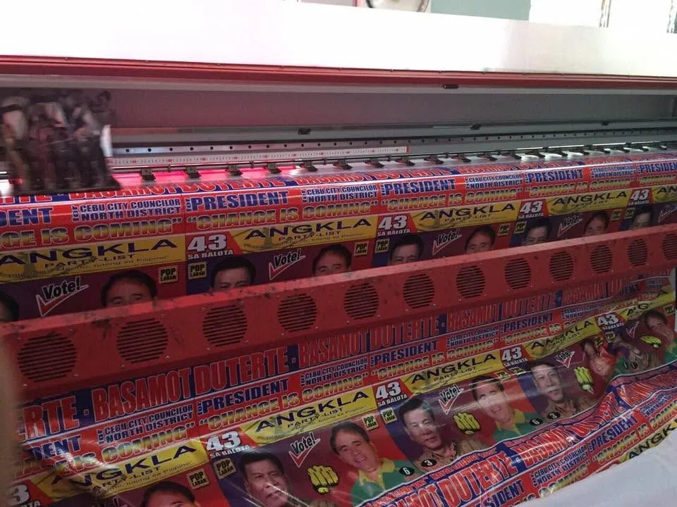 Election campaign tarpaulin, fresh off MCAV's printer