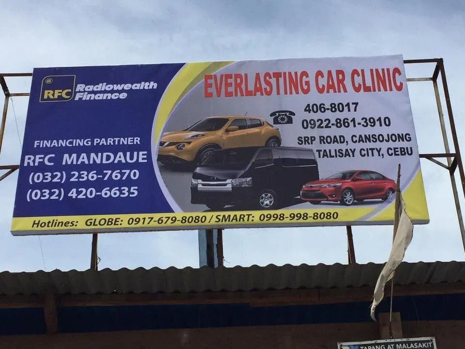 Everlasting Car Clinic tarpaulin at Cansojong, Talisay City, Cebu, printed and installed by MCAV