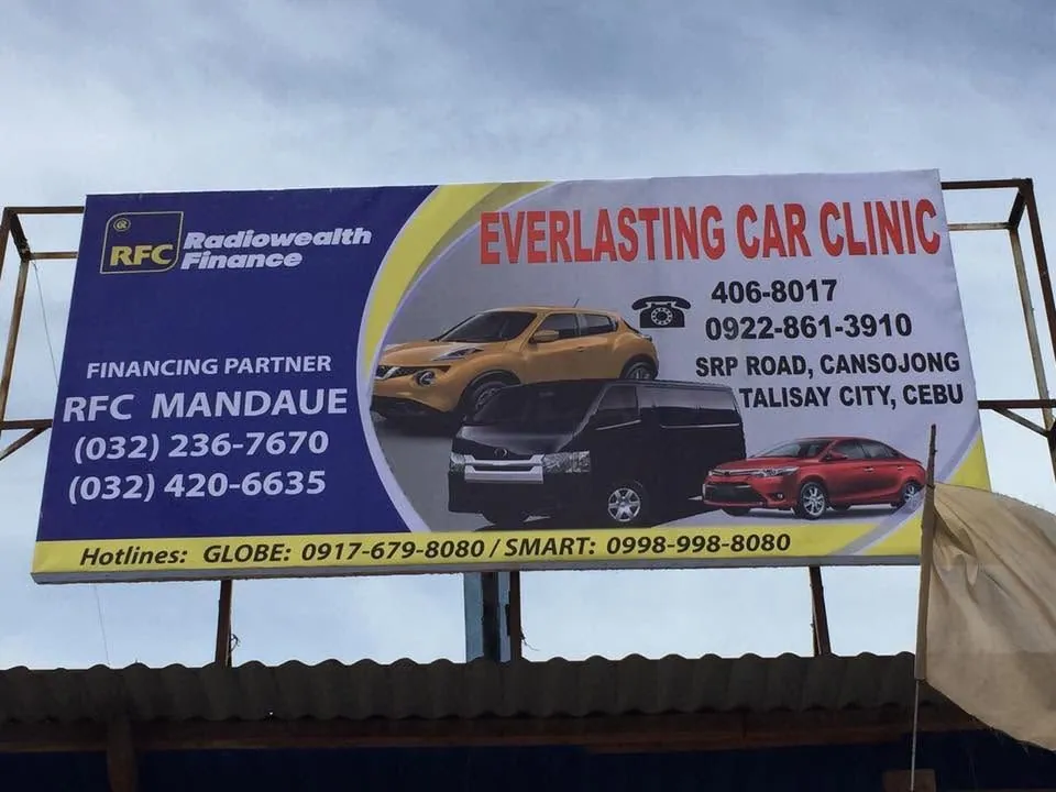 Everlasting Car Clinic tarpaulin at Cansojong, Talisay City, Cebu, printed and installed by MCAV
