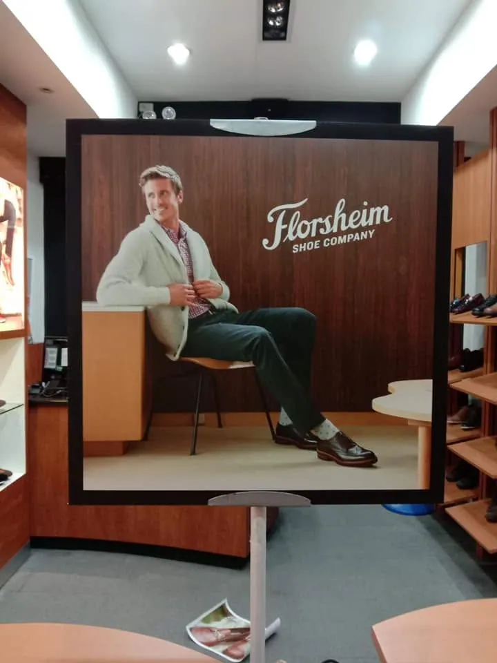 Florsheim sintra board display, printed and installed by MCAV