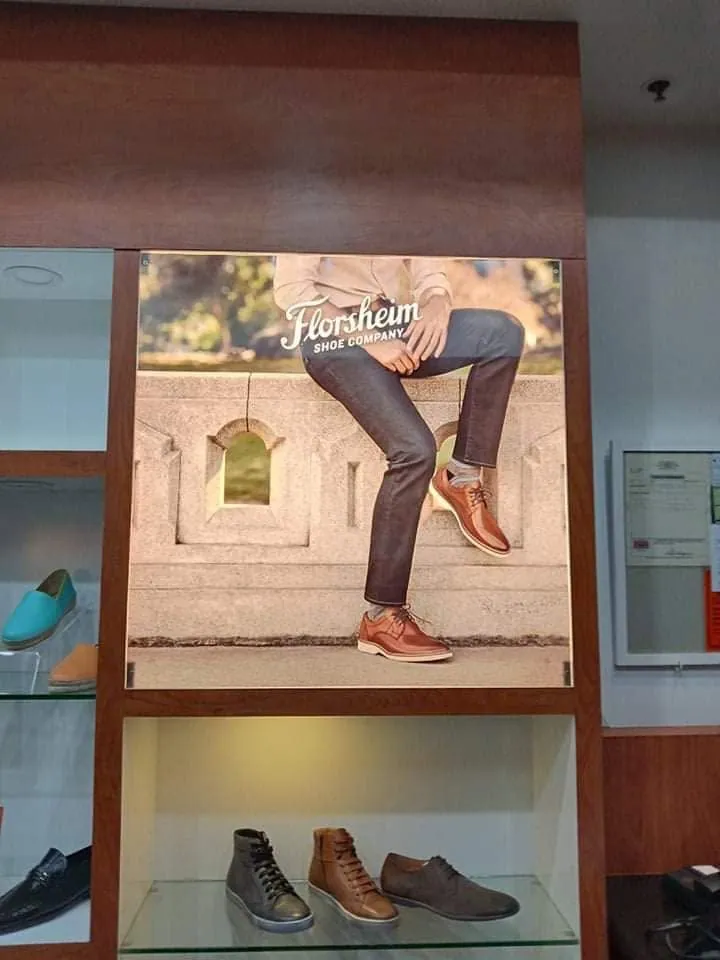Florsheim sintra board display, printed and installed by MCAV