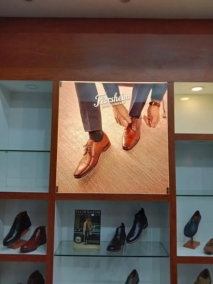 Florsheim sintra board display, printed and installed by MCAV