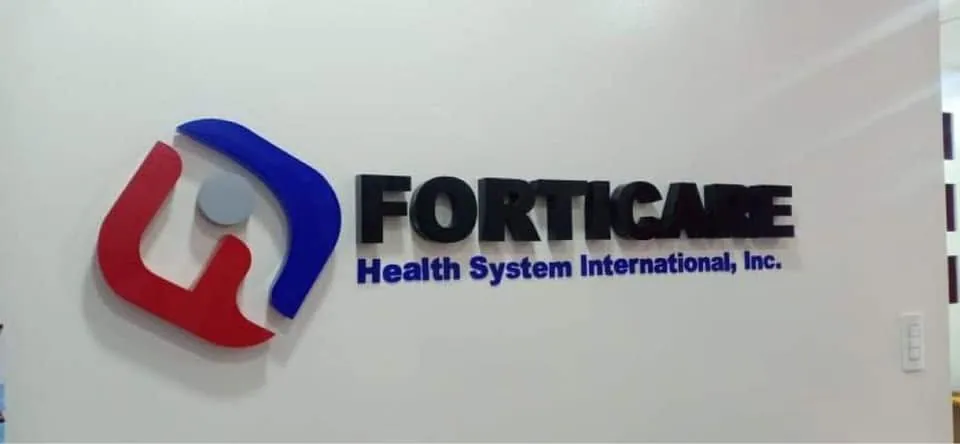 Forticare Health System International, Inc. acrylic built-up letters, printed and installed by MCAV