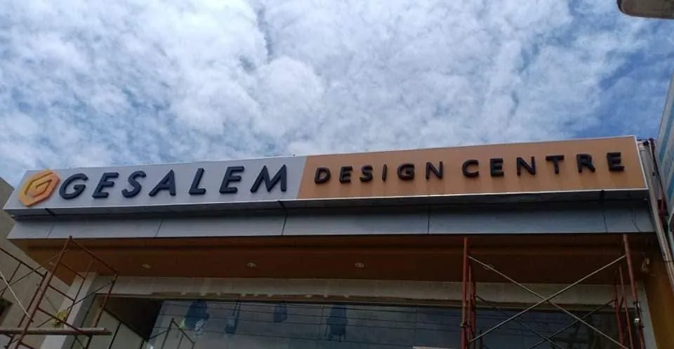 Gesalem Design Centre lighted sign, printed and installed by MCAV