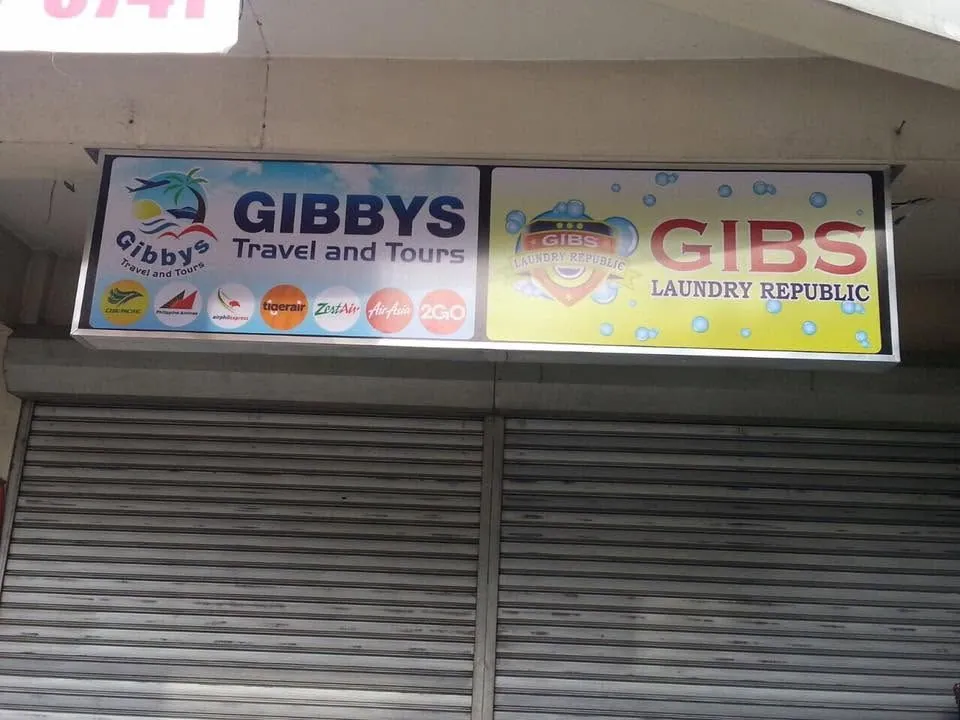 Gibbys Travel and Tours Panaflex sign, printed and installed by MCAV