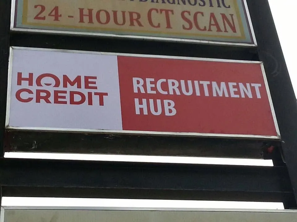 Home Credit Panaflex sign, printed and installed by MCAV
