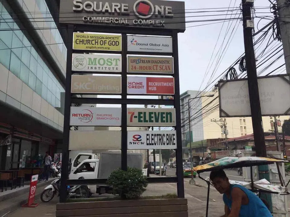 Home Credit Panaflex sign at Square One Commercial Complex, printed and installed by MCAV