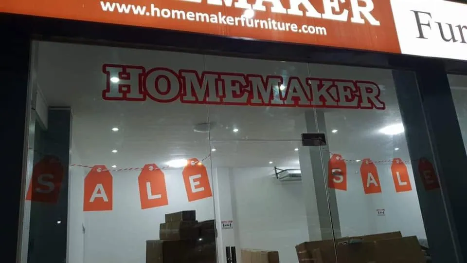 Homemaker Furniture vinyl graphics, printed and installed by MCAV