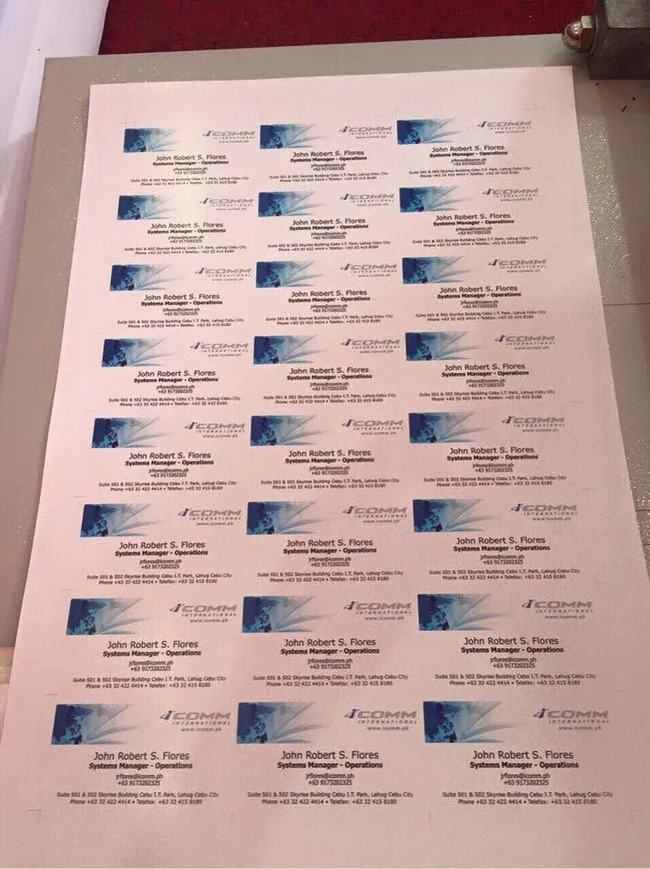 iComm International calling cards, fresh off MCAV's printer