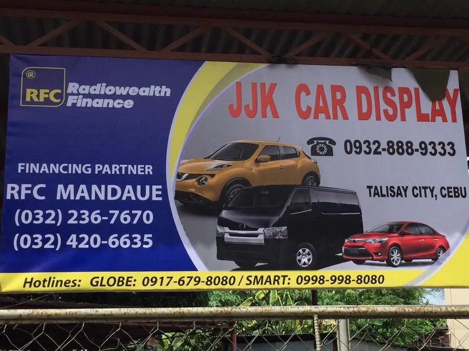 JJK Car Display tarpaulin at Talisay City, Cebu, printed and installed by MCAV