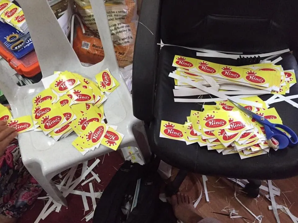 King's labels, fresh off MCAV's printer