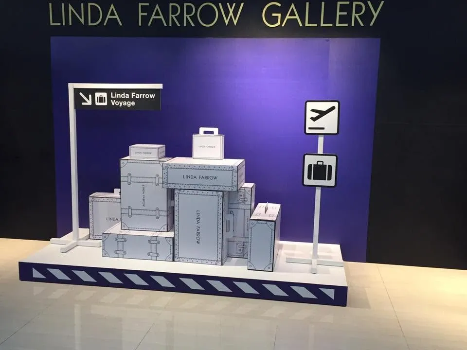 Linda Farrow sintra board display, printed and installed by MCAV