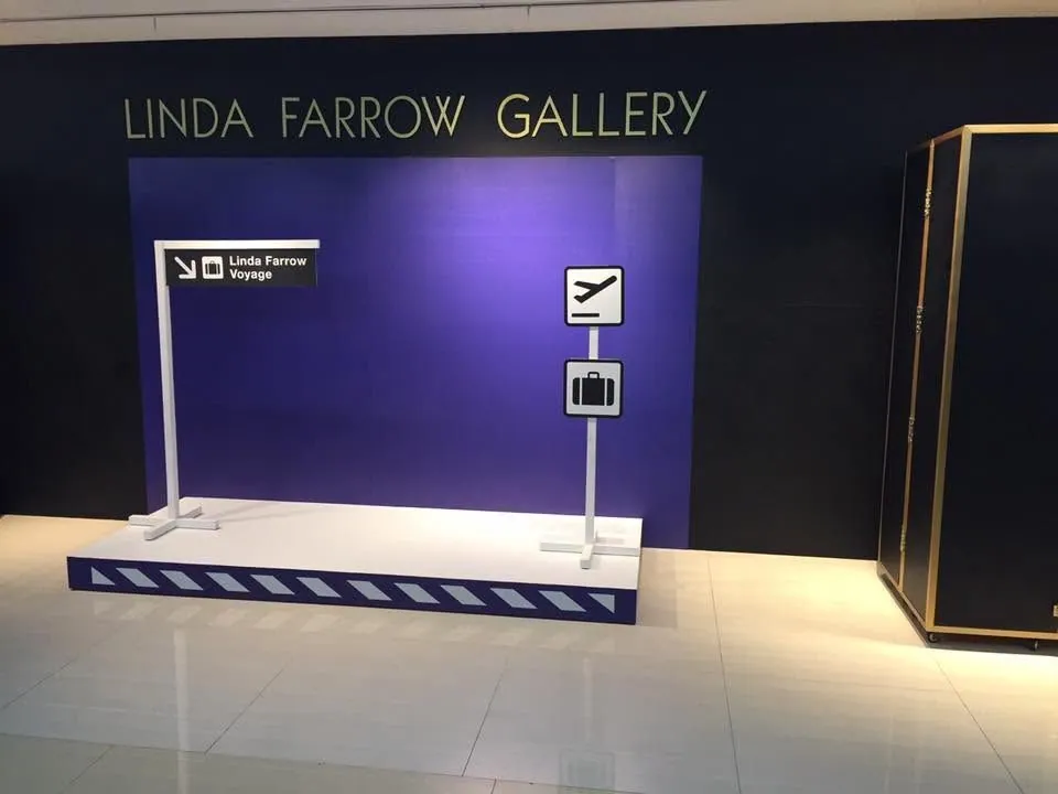 Linda Farrow sintra board display, printed and installed by MCAV