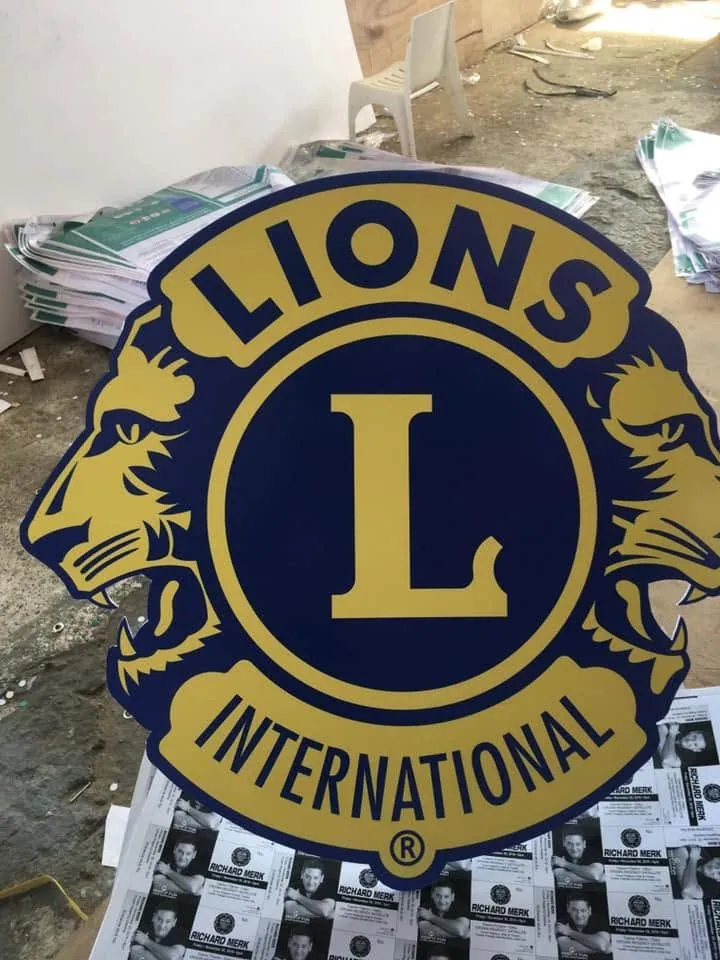 Lions Clubs International die-cut stickers, fresh off MCAV's printer