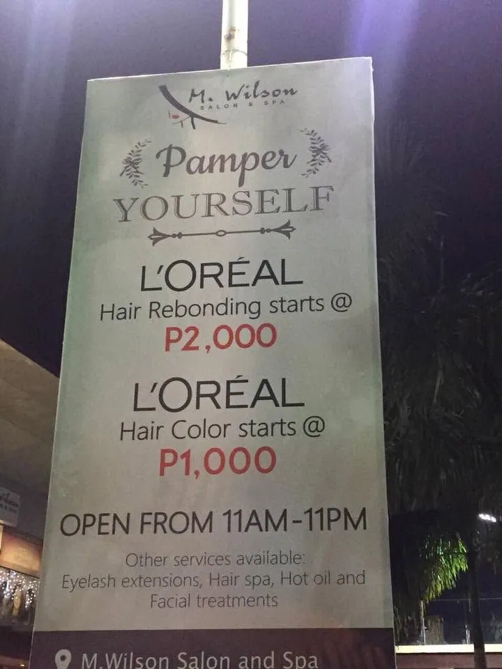 M. Wilson Salon and Spa framed tarpaulin at City Time Square, Mandaue City, printed and installed by MCAV
