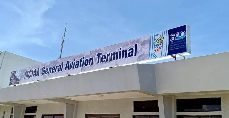 MCIAA Panaflex sign at MCIAA General Aviation Terminal, printed and installed by MCAV