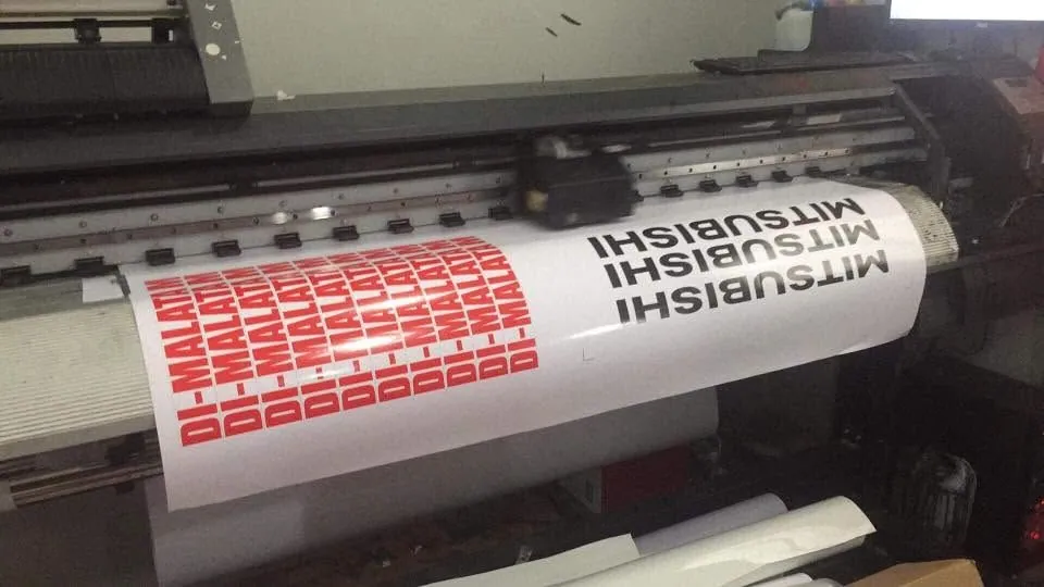 Mitsubishi die-cut stickers, fresh off MCAV's printer