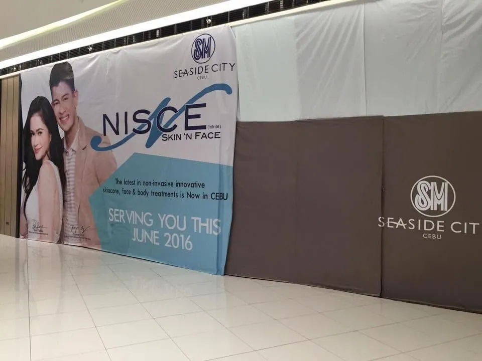 Nisce Skin 'N Face tarpaulin at SM Seaside City Cebu, printed and installed by MCAV