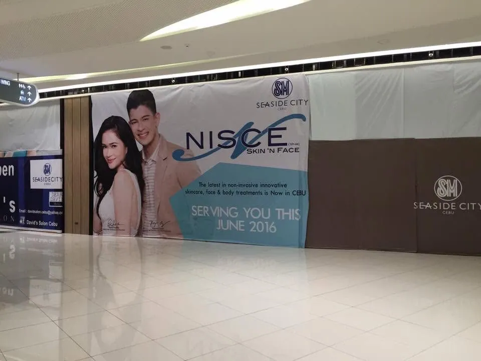 Nisce Skin 'N Face tarpaulin at SM Seaside City Cebu, printed and installed by MCAV