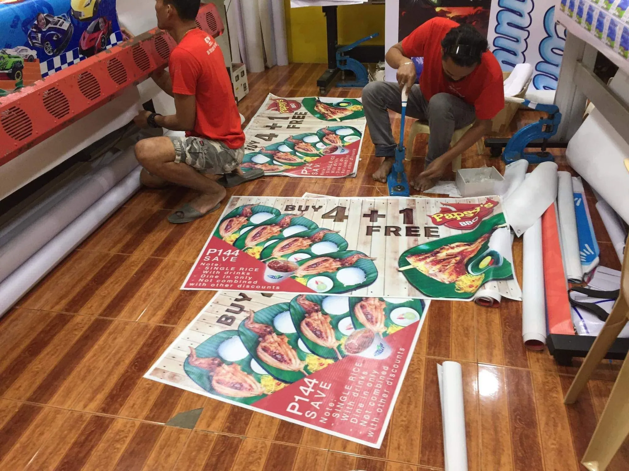 Papsy's BBQ tarpaulin, fresh off MCAV's printer
