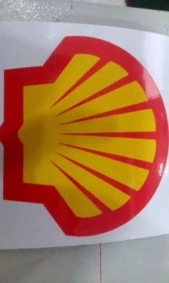 Shell die-cut stickers, fresh off MCAV's printer