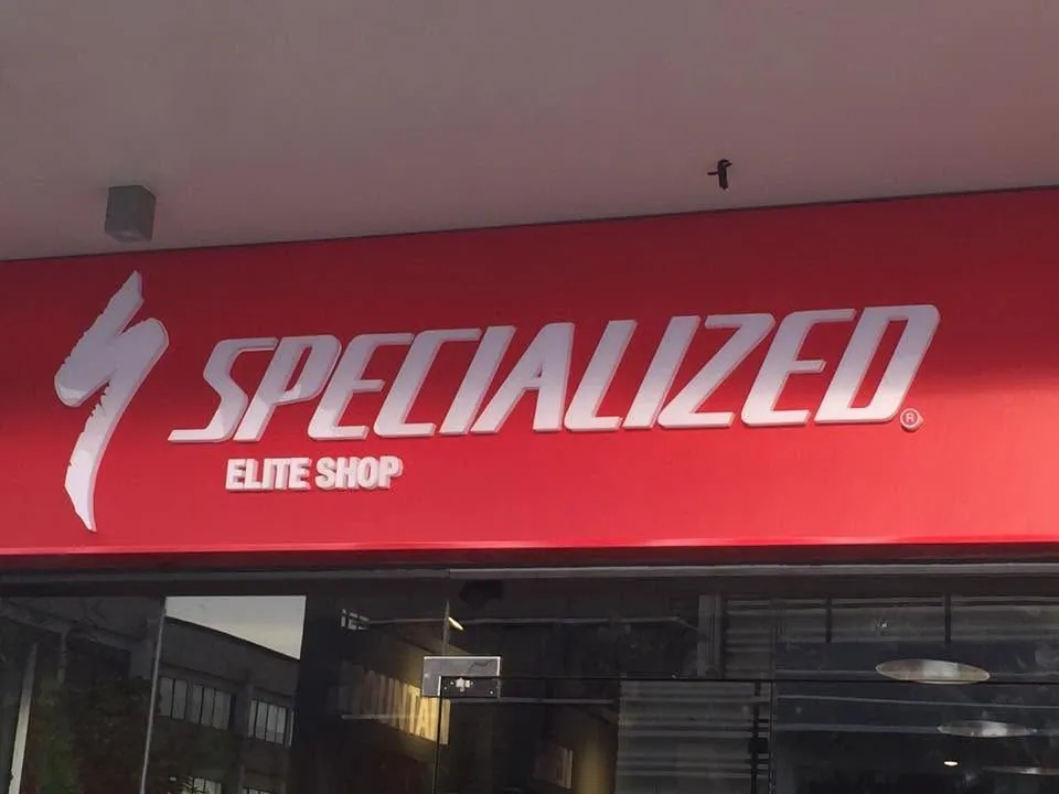 Specialized acrylic built-up letters, printed and installed by MCAV