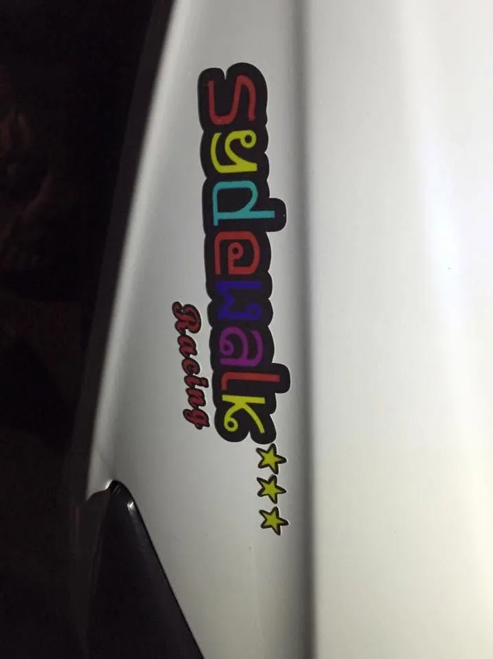 Sydewalk Racing die-cut stickers, printed and installed by MCAV