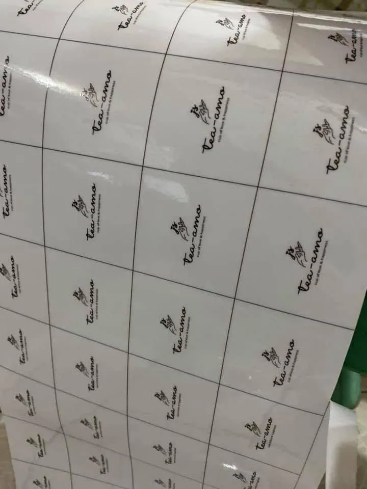 Tea-Amo labels, fresh off MCAV's printer