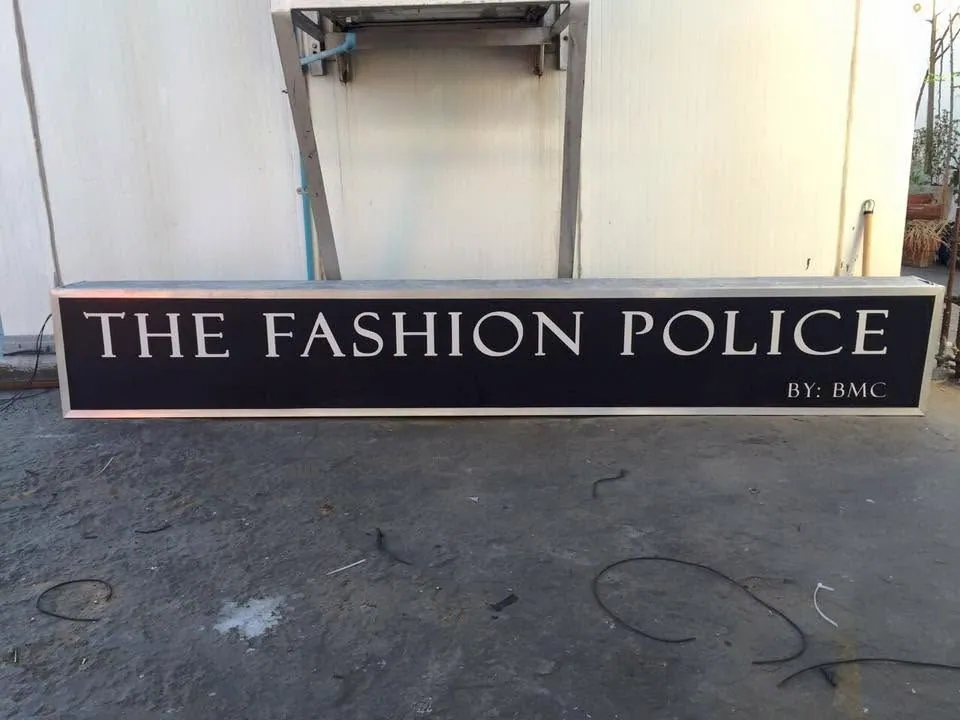 The Fashion Police lighted sign, fresh off MCAV's printer