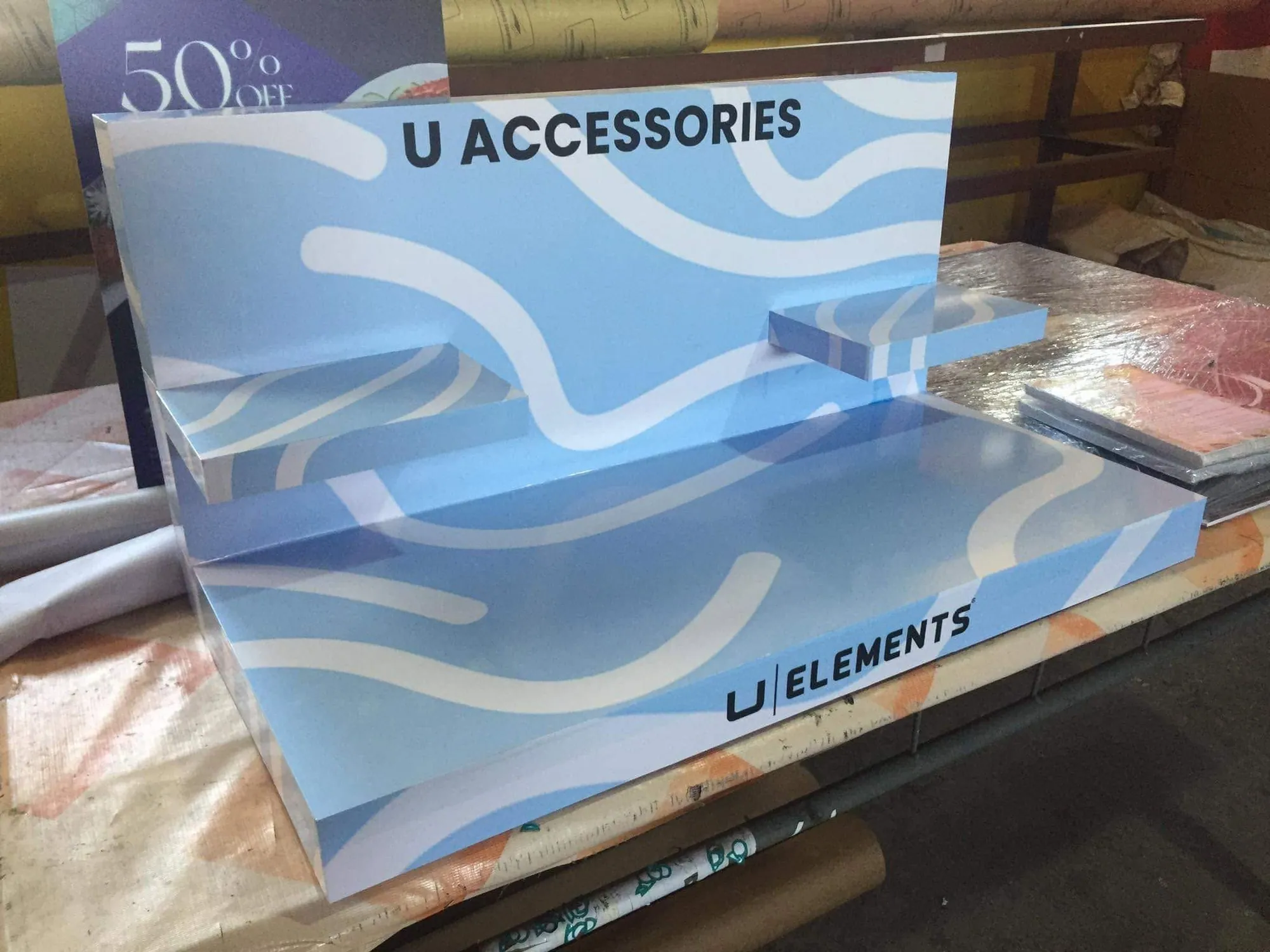U Elements sintra board display, fresh off MCAV's printer