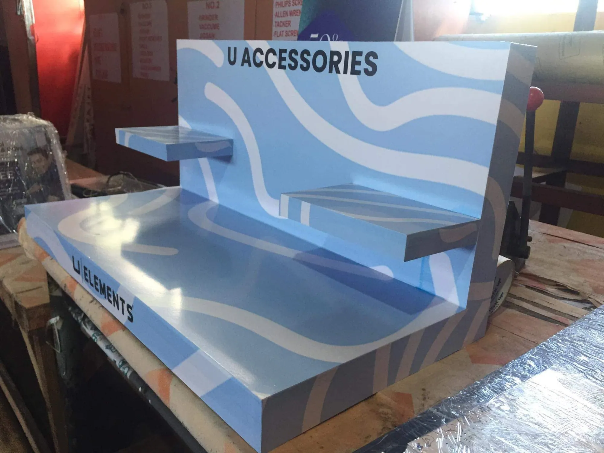 U Elements sintra board display, fresh off MCAV's printer