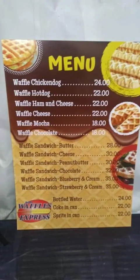 Waffles Express menu, fresh off MCAV's printer