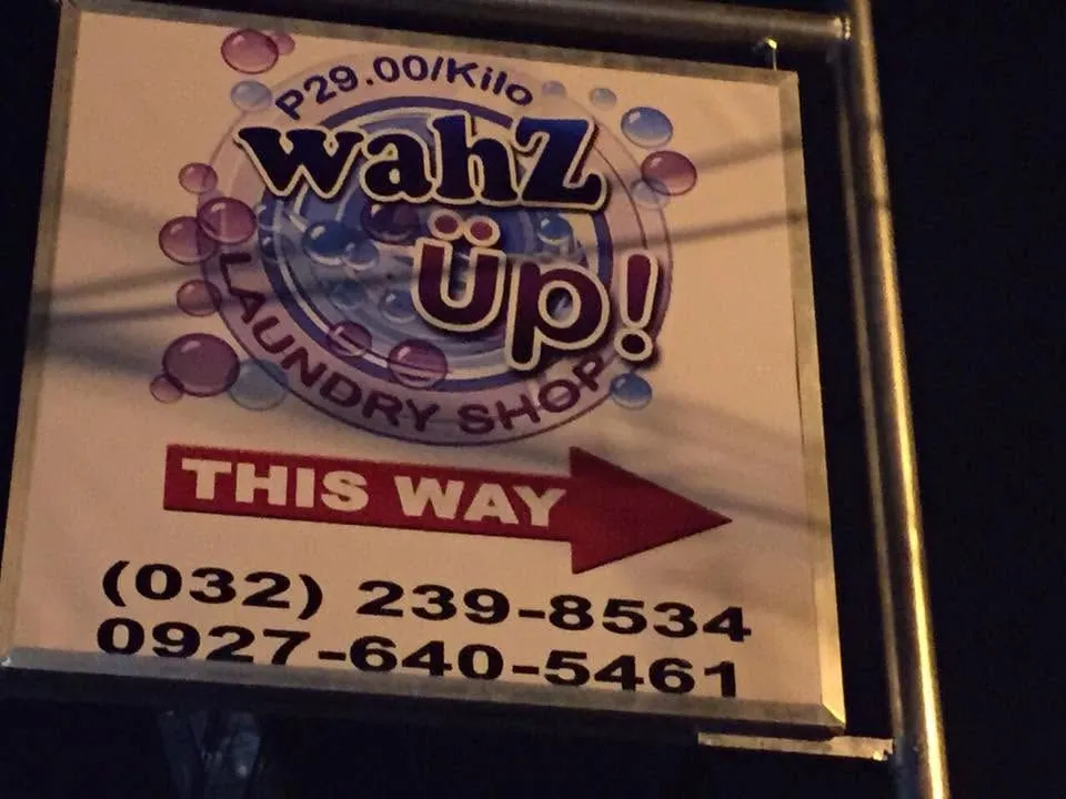 Wahz Up! Laundry Shop framed tarpaulin, printed and installed by MCAV